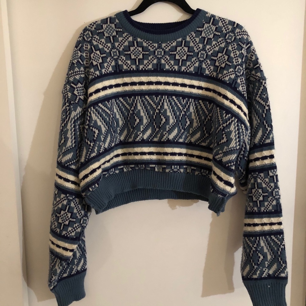 Vintage Cropped Patterned Sweater - image 2